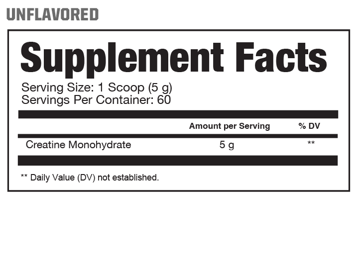 Supplement facts label: Unflavored