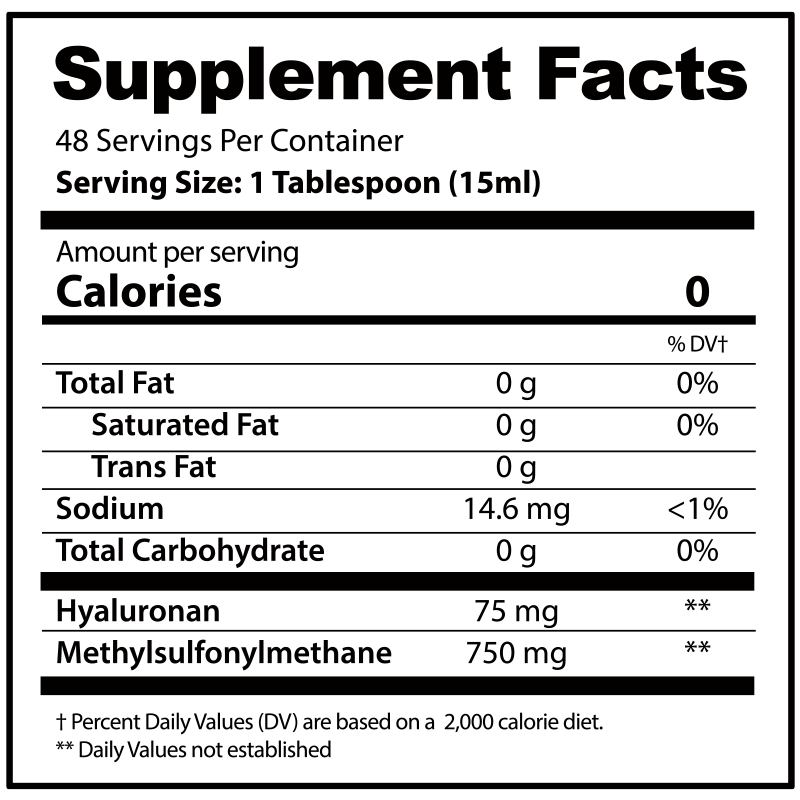 Supplement facts label