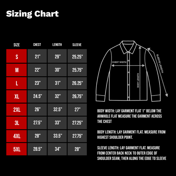 Sizing chart