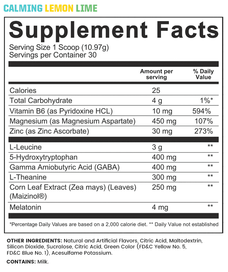 Supplement facts label