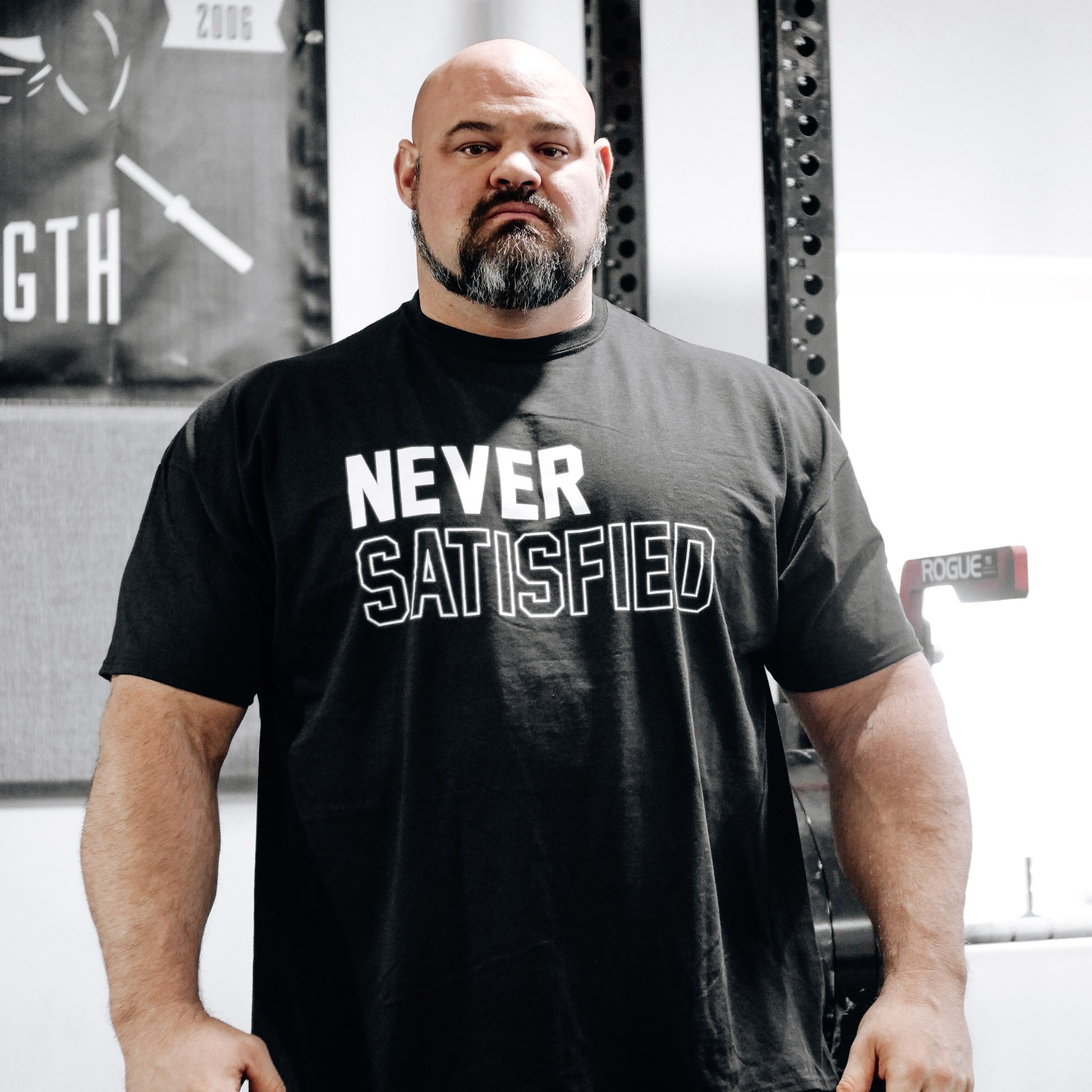 NEVER SATISFIED T-SHIRT - ALL SALES FINAL