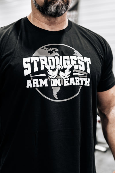 STRONGEST ARM ON EARTH T-SHIRT