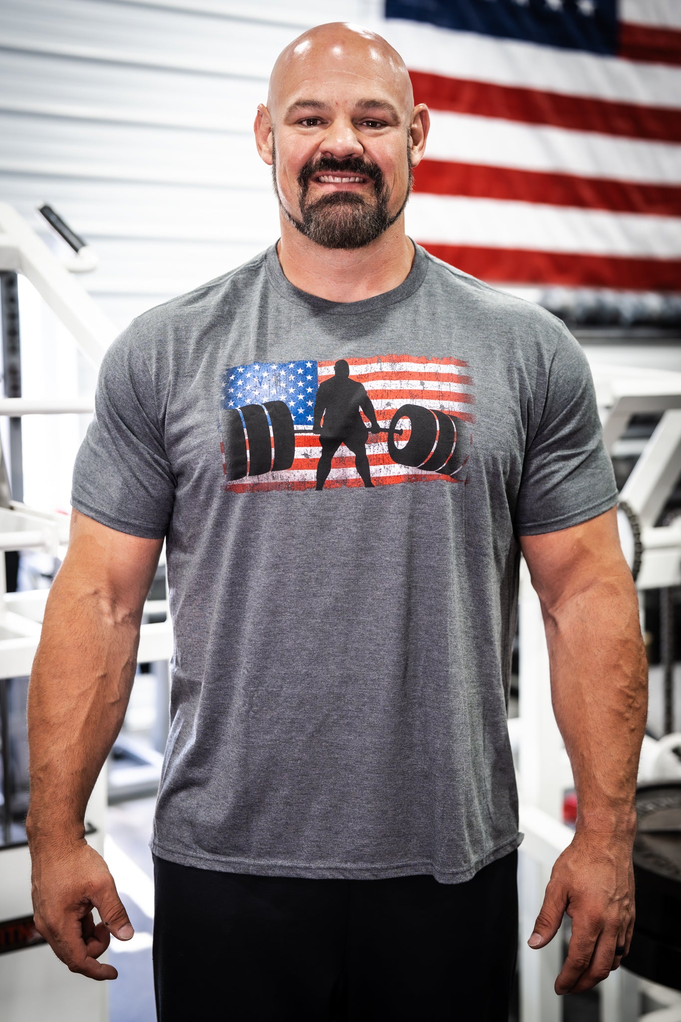 SHAW STRENGTH AMERICAN FLAG DEADLIFT T-SHIRT