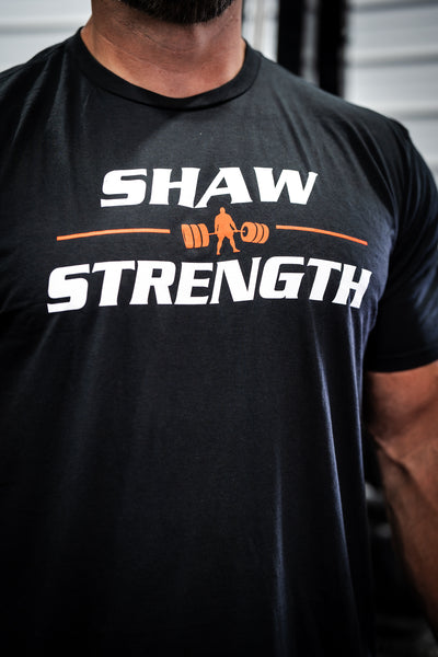 SHAW STRENGTH RED DEADLIFT BAR T-SHIRT