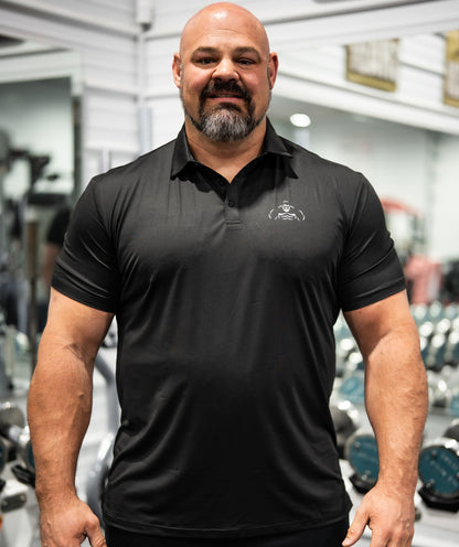 Brian Shaw Wearing a polo shirt