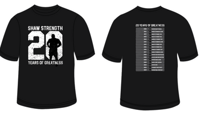 Shaw Strength 20th Anniversary Weight Stack T-Shirt