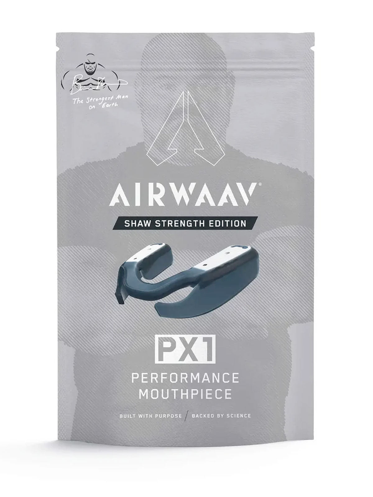 AIRWAAV PX1 Performance Mouthpiece Shaw Strength packaging on a white background