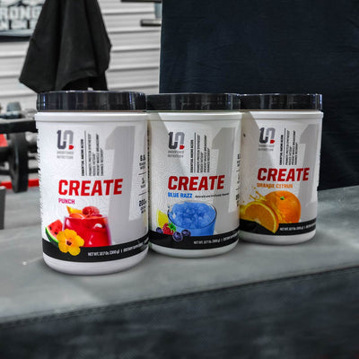 3 bottles of Create BCAA/EAA+ supplements made by Undefined Nutrition - Brian Shaw