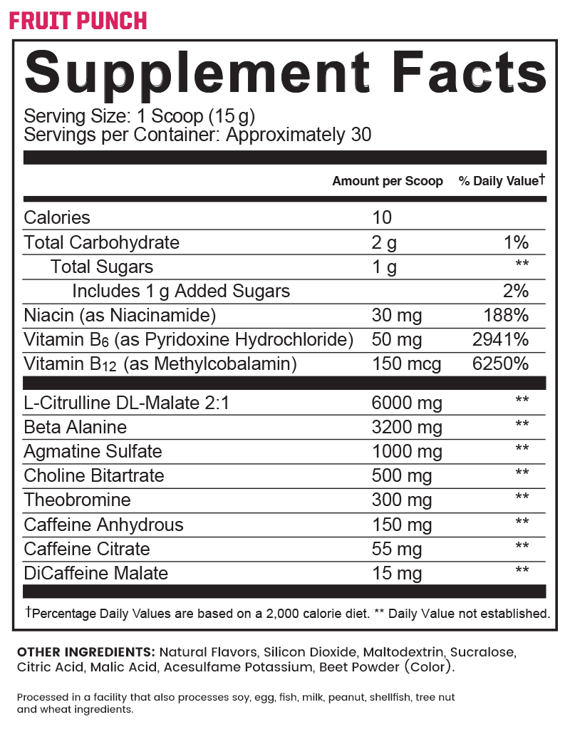 Supplement facts label: FRUIT PUNCH