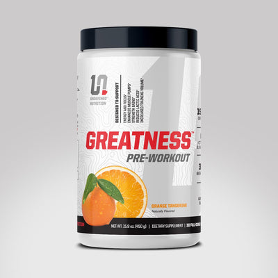 Greatness Pre-Workout - Orange Tangerine flavor nutritional supplement made by Undefined Nutrition - Brian Shaw