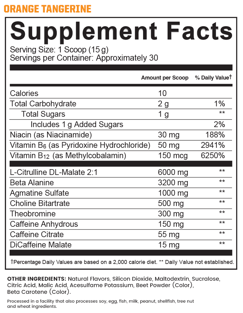 Supplement facts label